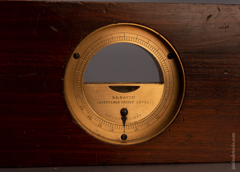 Spectacular L.L. DAVIS PATENT No. 13 Plumb, Level & Inclinometer with Both Paper Labels - EXCELSIOR 106700