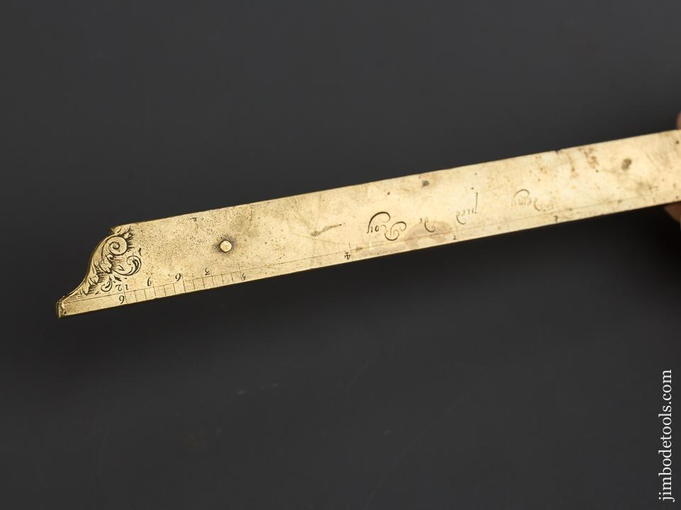 Stunning! 17th Century French Folding Square with Acanthus Leaves Engraving Signed ECHELLE - 82813U