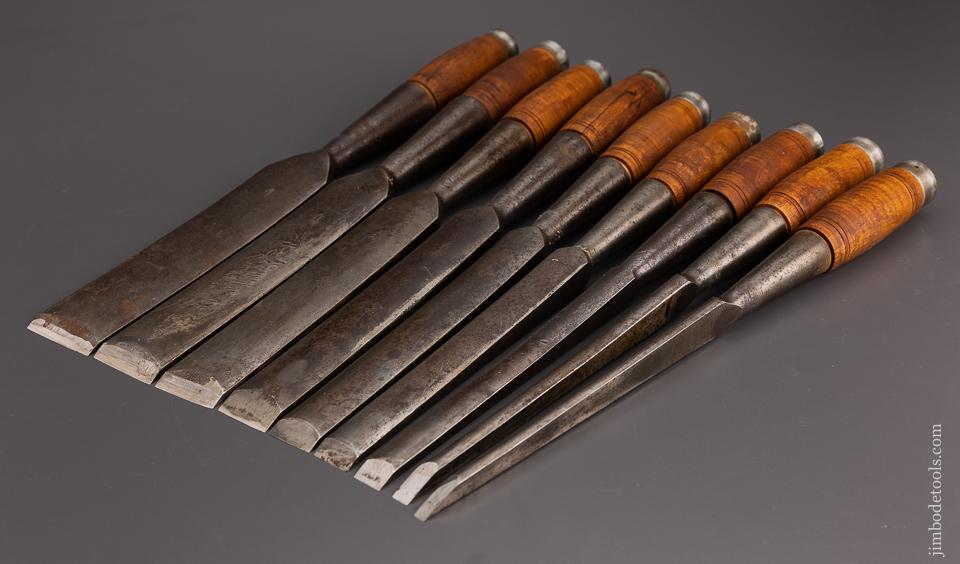 Unheard-of Complete Set of 9 Heavy Framing Chisels by PS & W CO. - EXCELSIOR 100959