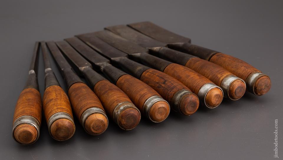 Unheard-of Complete Set of 9 Heavy Framing Chisels by PS & W CO. - EXCELSIOR 100959
