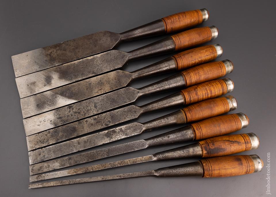 Unheard-of Complete Set of 9 Heavy Framing Chisels by PS & W CO. - EXCELSIOR 100959