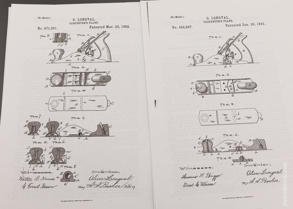 Rare O. LONGVAL Patent Oilers for Bench Planes Front & Rear - EXCELSIOR 102392