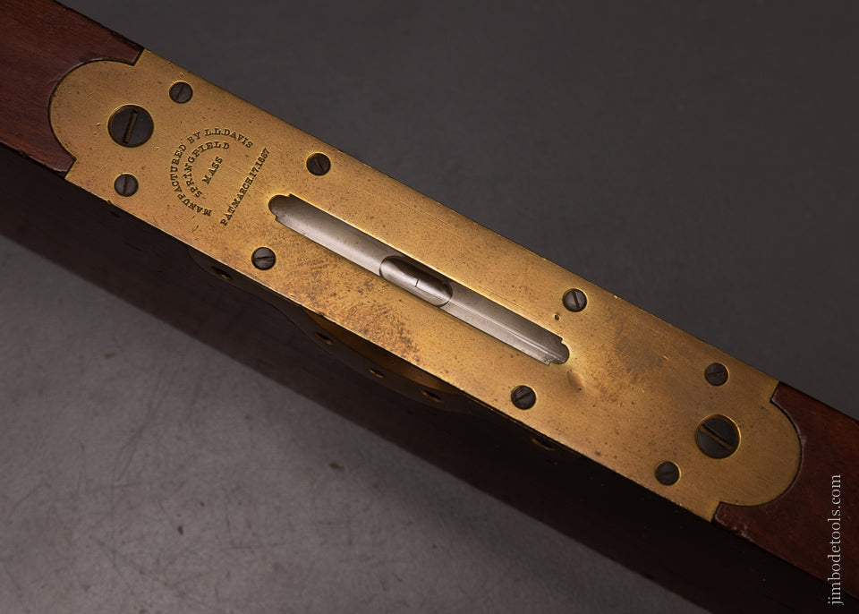 Spectacular L.L. DAVIS PATENT No. 13 Plumb, Level & Inclinometer with Both Paper Labels - EXCELSIOR 106700