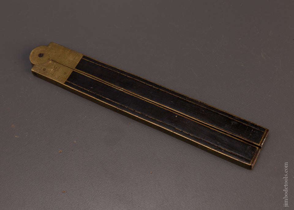 Beautiful Steel Tipped Brass Bound Ebony Folding Rule - EXCELSIOR 107043