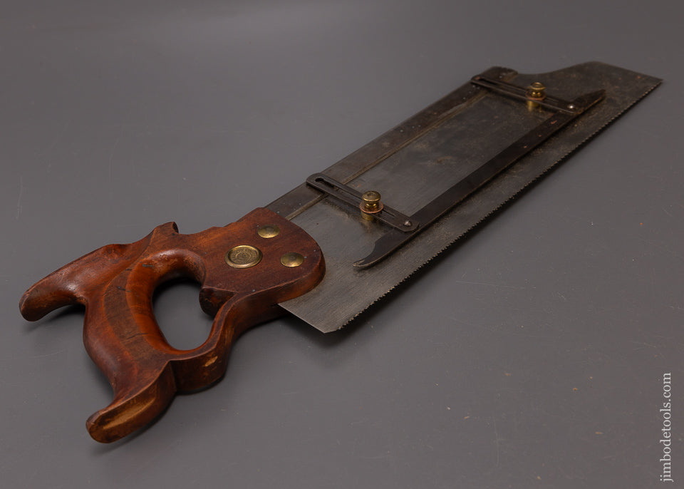 Unprecedented DISSTON No. 9 Ogee Toe REGAN Patent LEFT-Handed Back Saw with Gauge - EXCELSIOR 108356
