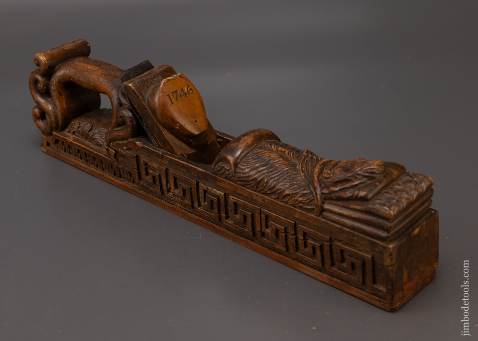 Magnificent Carved & DATED 1746 Bench Plane - EXCELSIOR 108700