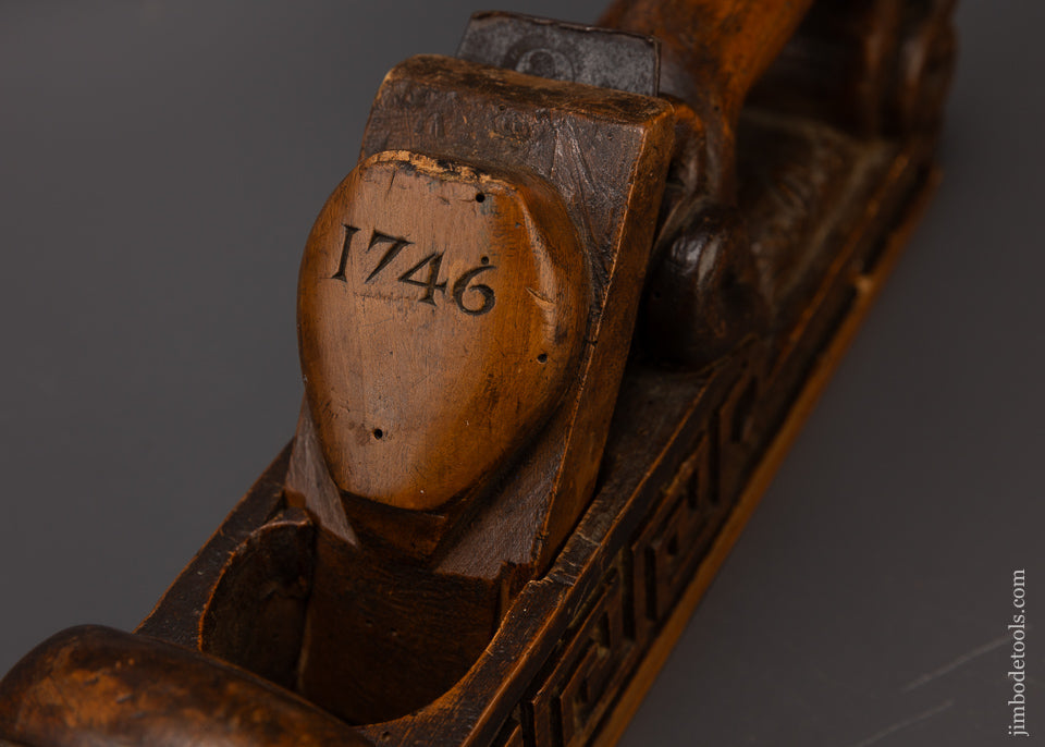 Magnificent Carved & DATED 1746 Bench Plane - EXCELSIOR 108700