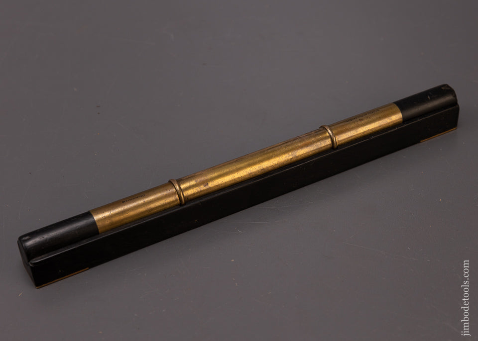 Rare MACKAY, BURLEY & HEYS Ebony & Brass Level with Eclipse Vial Cover - EXCELSIOR 108982