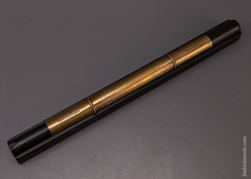 Rare MACKAY, BURLEY & HEYS Ebony & Brass Level with Eclipse Vial Cover - EXCELSIOR 108982