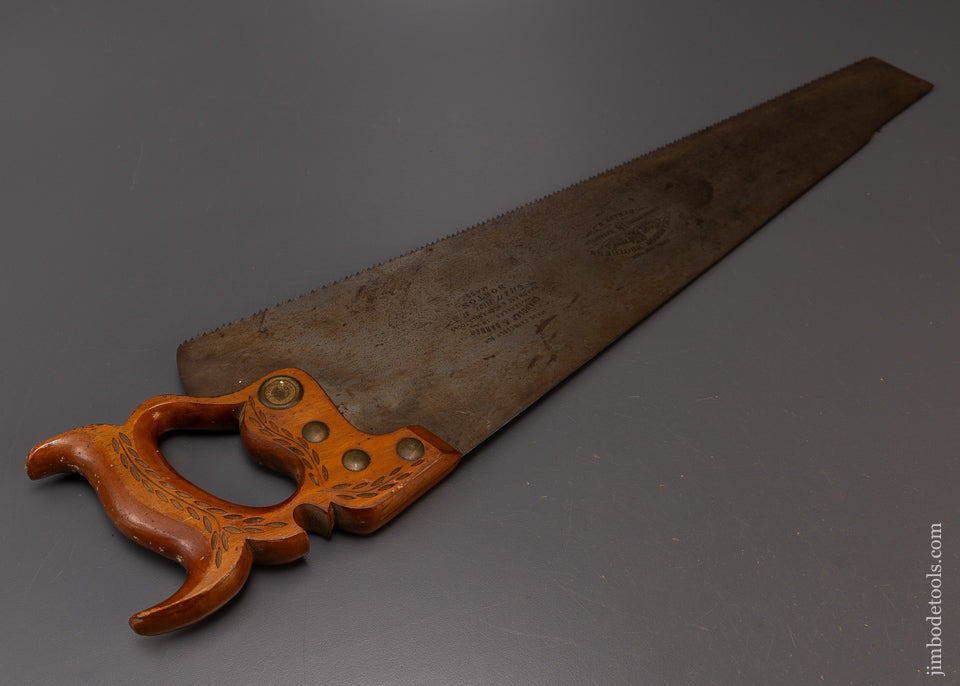 New Old Stock RICHARDSON FOR CHANDLER & BARBER BOSTON 22 Inch Panel Saw No. 18 Spring Steel - EXCELSIOR 109098
