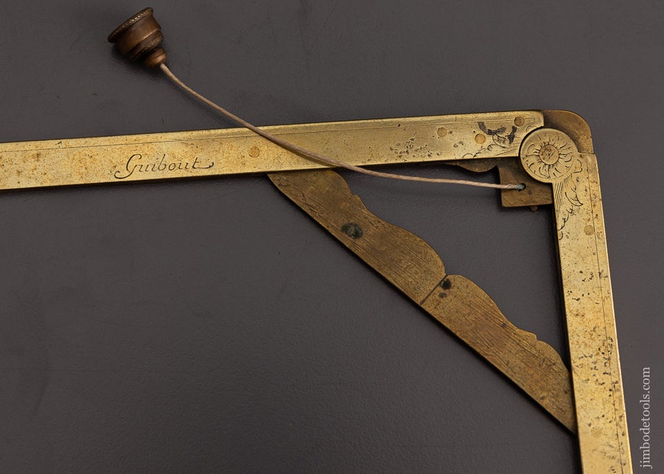 Beautiful Brass Folding Square and Level w/ Plumb Bob by GUIBOUT PARIS circa 1745-65 - EXCELSIOR 66517