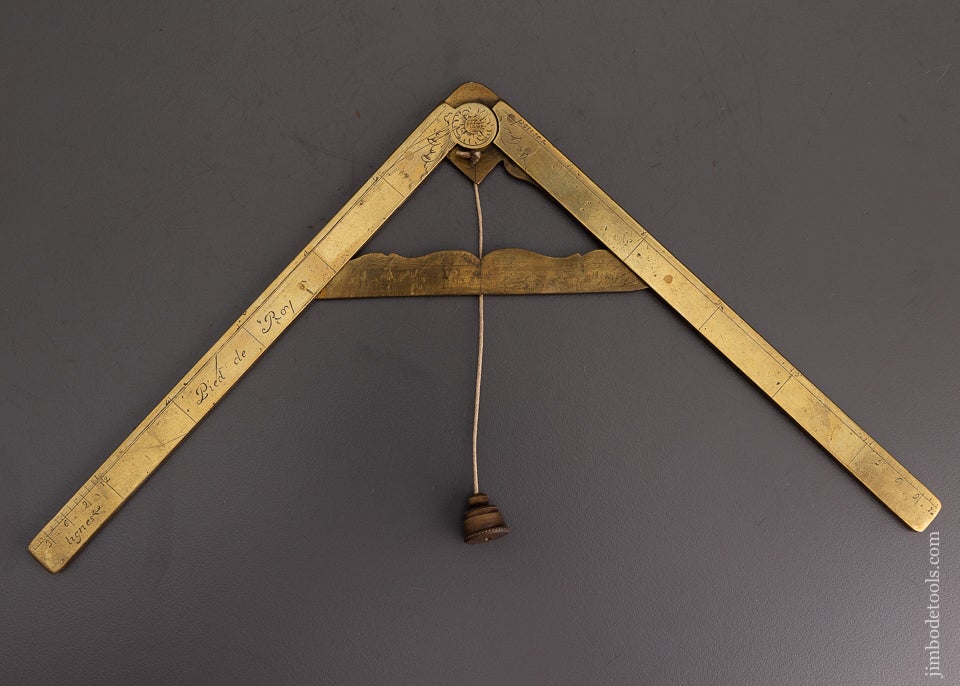 Beautiful Brass Folding Square and Level w/ Plumb Bob by GUIBOUT PARIS circa 1745-65 - EXCELSIOR 66517