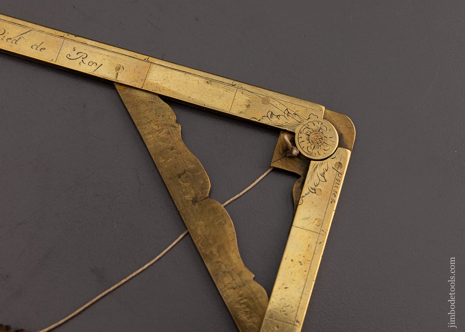 Beautiful Brass Folding Square and Level w/ Plumb Bob by GUIBOUT PARIS circa 1745-65 - EXCELSIOR 66517