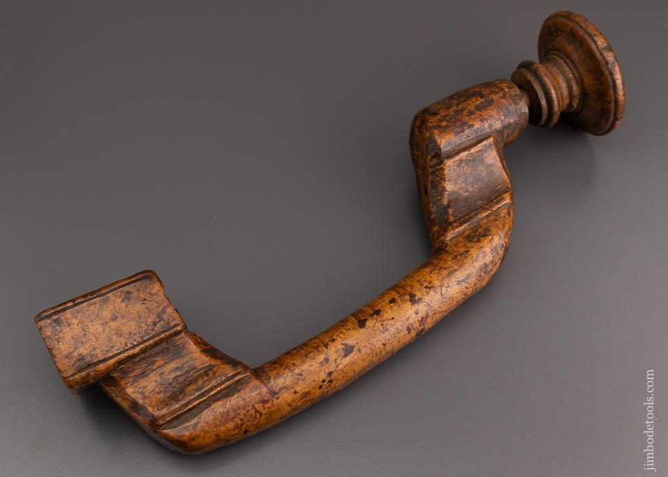 Fine 17th Century Burl Curved Sweep Norwegian-Style Bit Brace - EXCELSIOR 8845