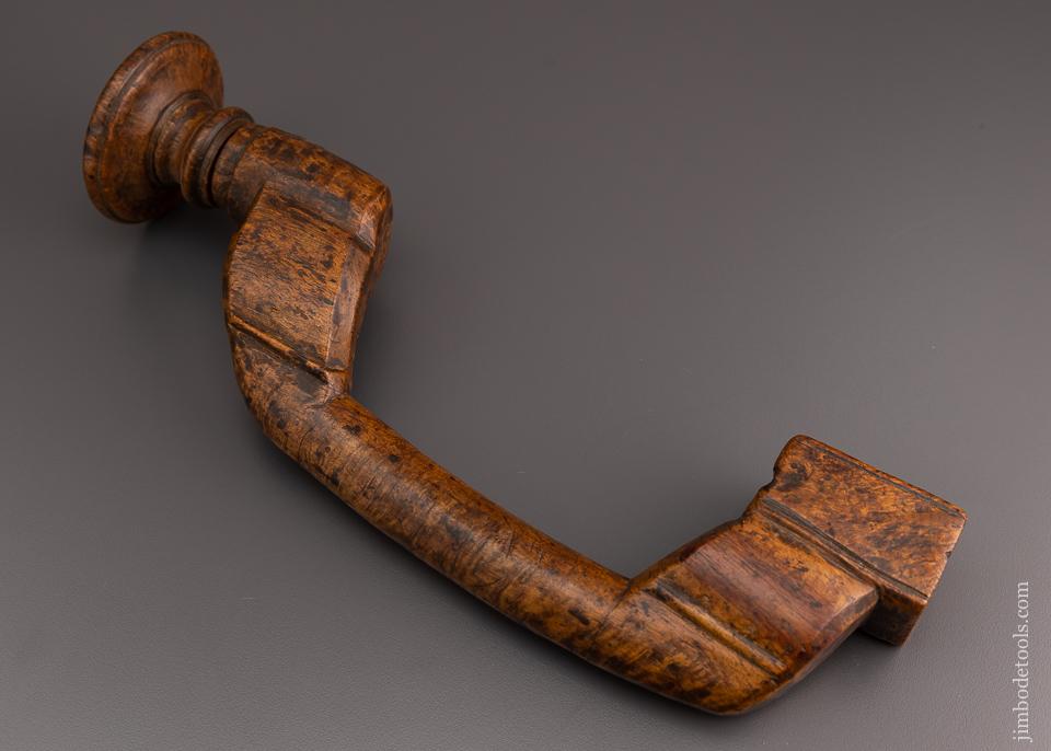 Fine 17th Century Burl Curved Sweep Norwegian-Style Bit Brace - EXCELSIOR 8845