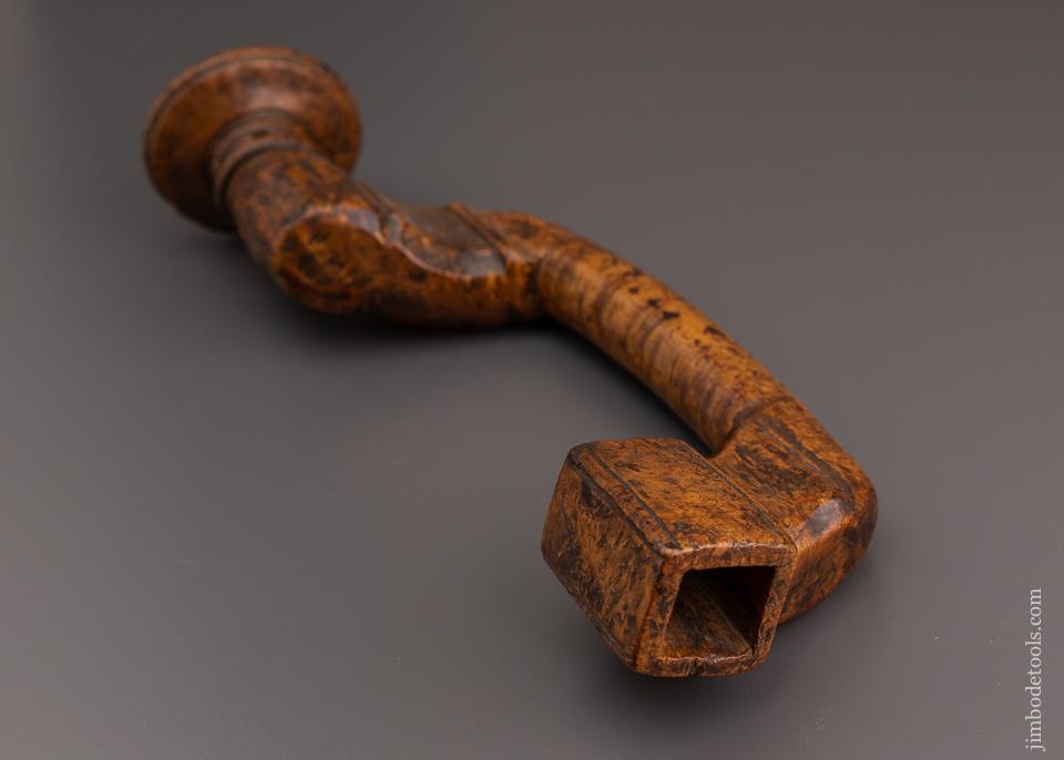 Fine 17th Century Burl Curved Sweep Norwegian-Style Bit Brace - EXCELSIOR 8845