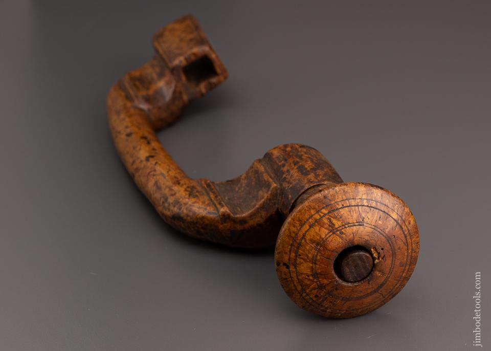 Fine 17th Century Burl Curved Sweep Norwegian-Style Bit Brace - EXCELSIOR 8845