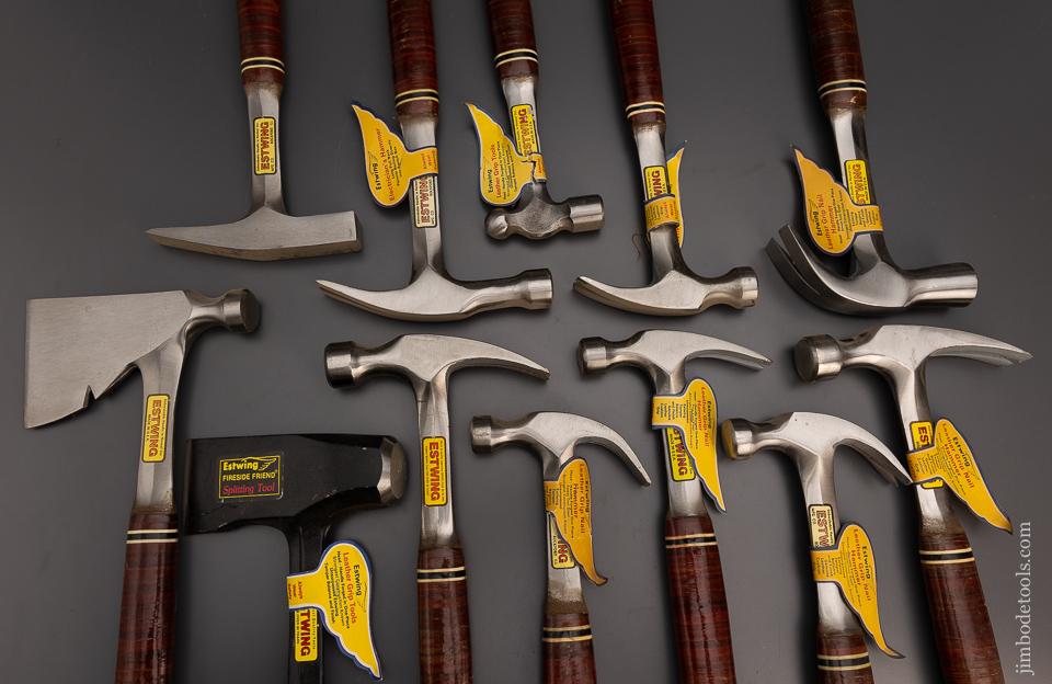 Unprecedented Comprehensive Set of 12 ESTWING Leather Grip Hammers New Old Stock - EXCELSIOR 99102