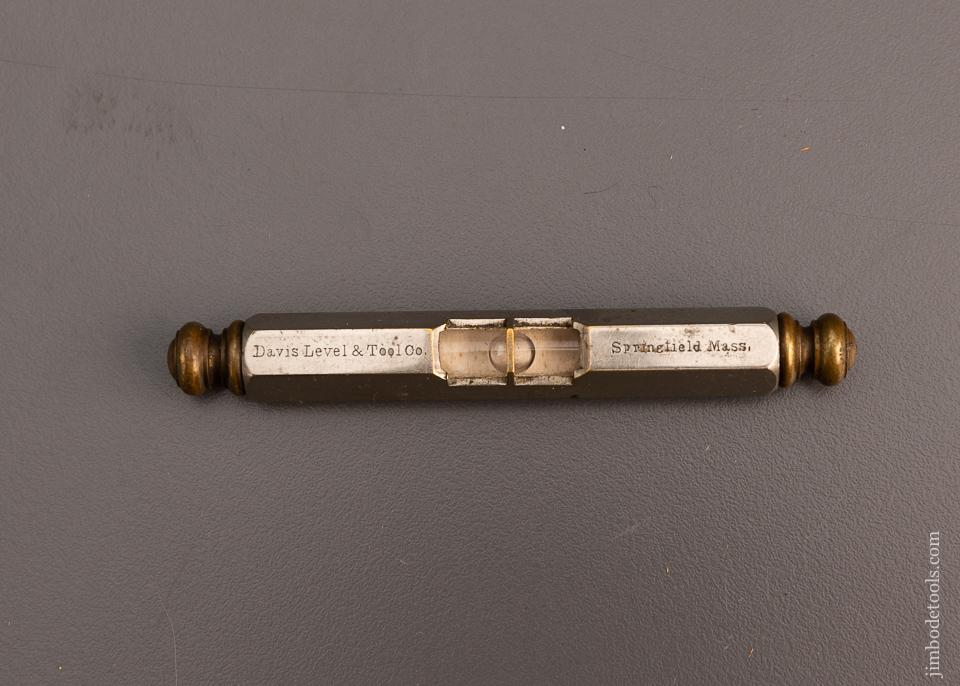 Rare & Near Mint DAVIS Octagonal Pocket Level with Finials - EXCELSIOR 99987