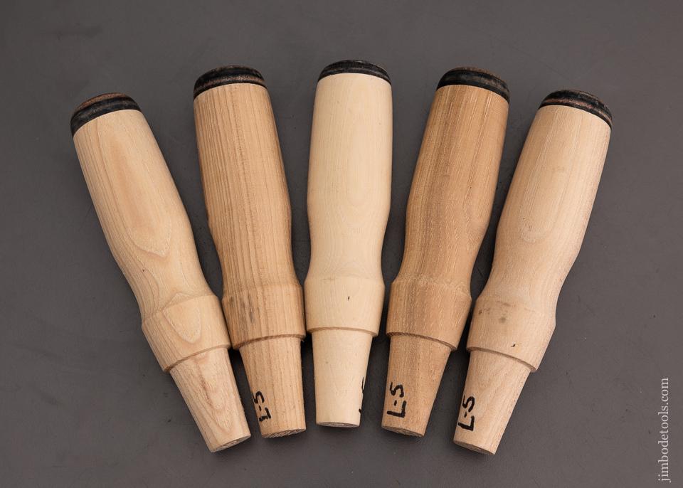 5 Hickory Chisel Handles w/ Leather Caps for WITHERBY & SWAN Bench Chi ...