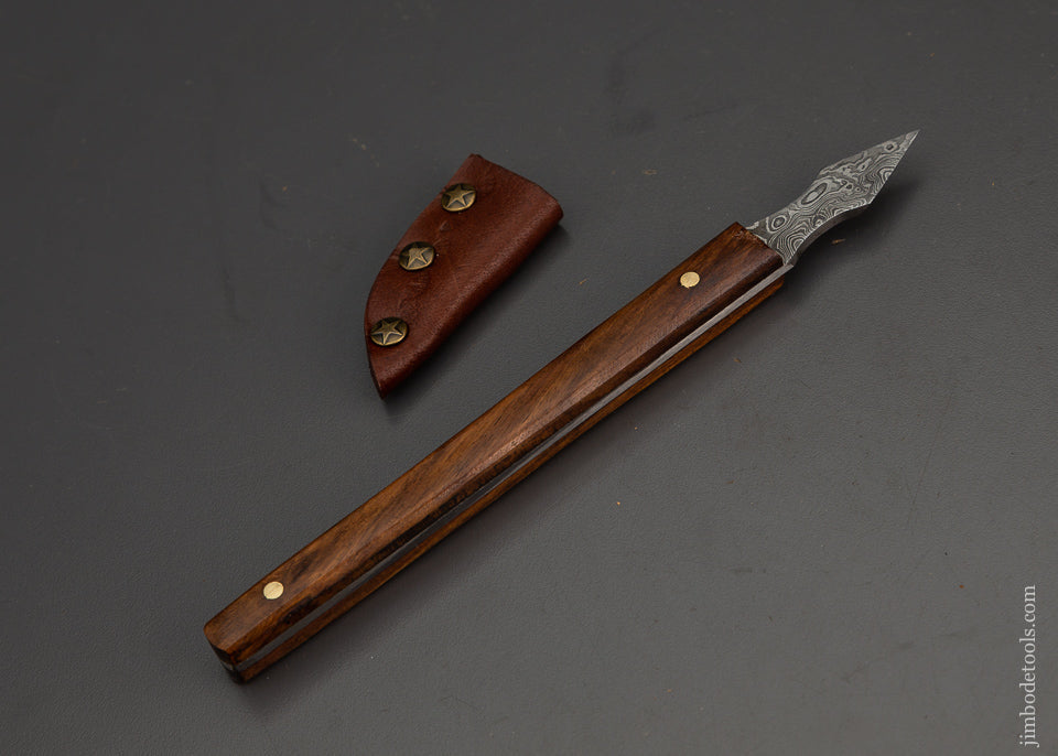 Fabulous Rosewood & Folded Damascus Steel Marking Knife - 102280M