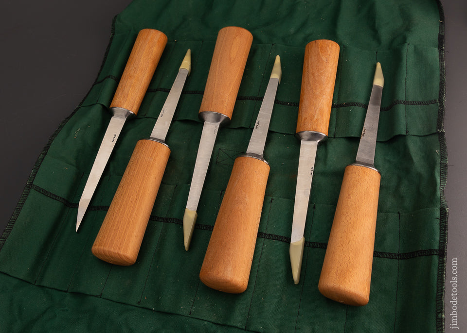 Full Set of 6 Dead Mint Pig Sticker Mortise Chisels by RAY ILES - 103223