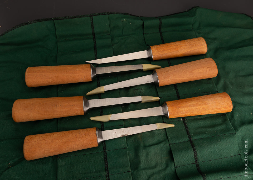 Full Set of 6 Dead Mint Pig Sticker Mortise Chisels by RAY ILES - 103223