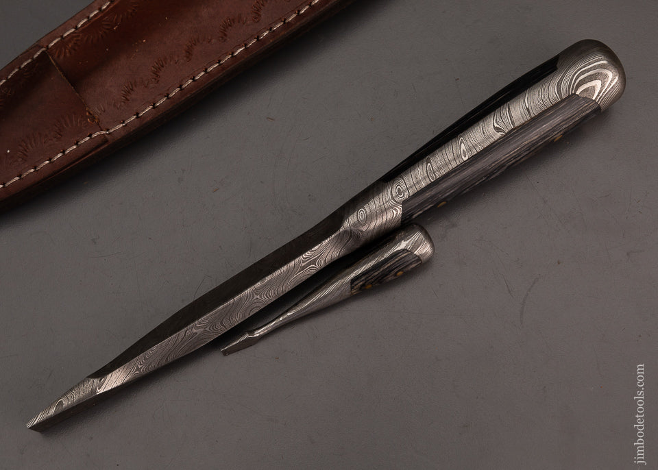 Stunning Damascus & Zercote Perfect Handle Screwdriver Set with Leather Sheath - 103691