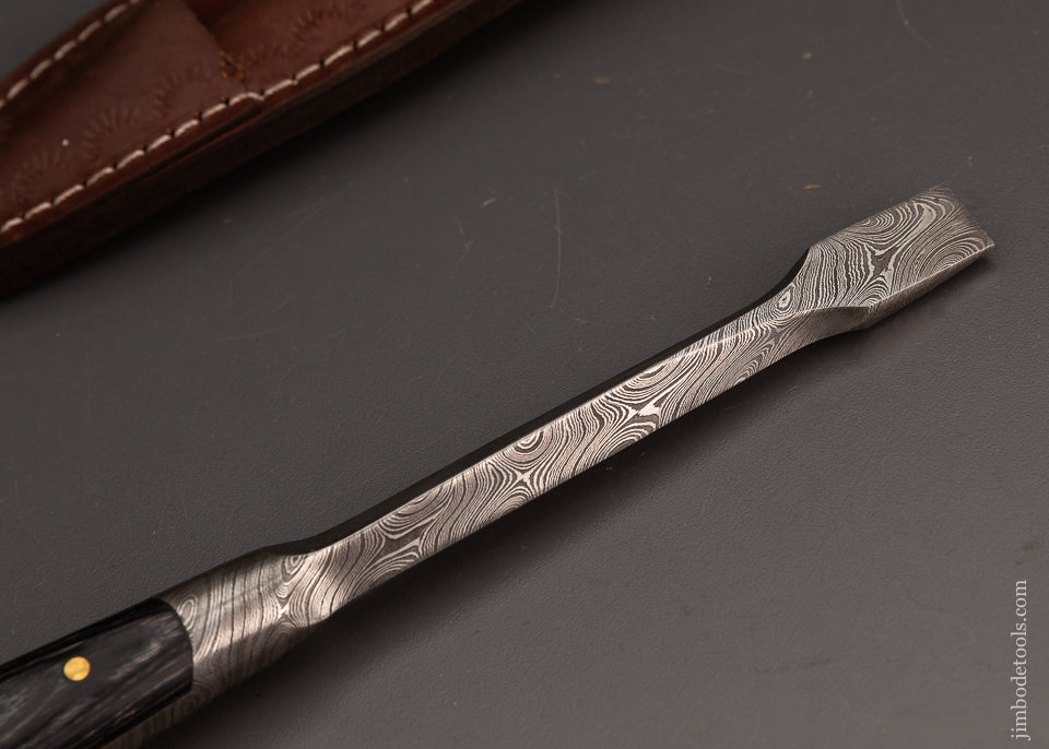 Stunning Damascus & Zercote Perfect Handle Screwdriver Set with Leather Sheath - 103691