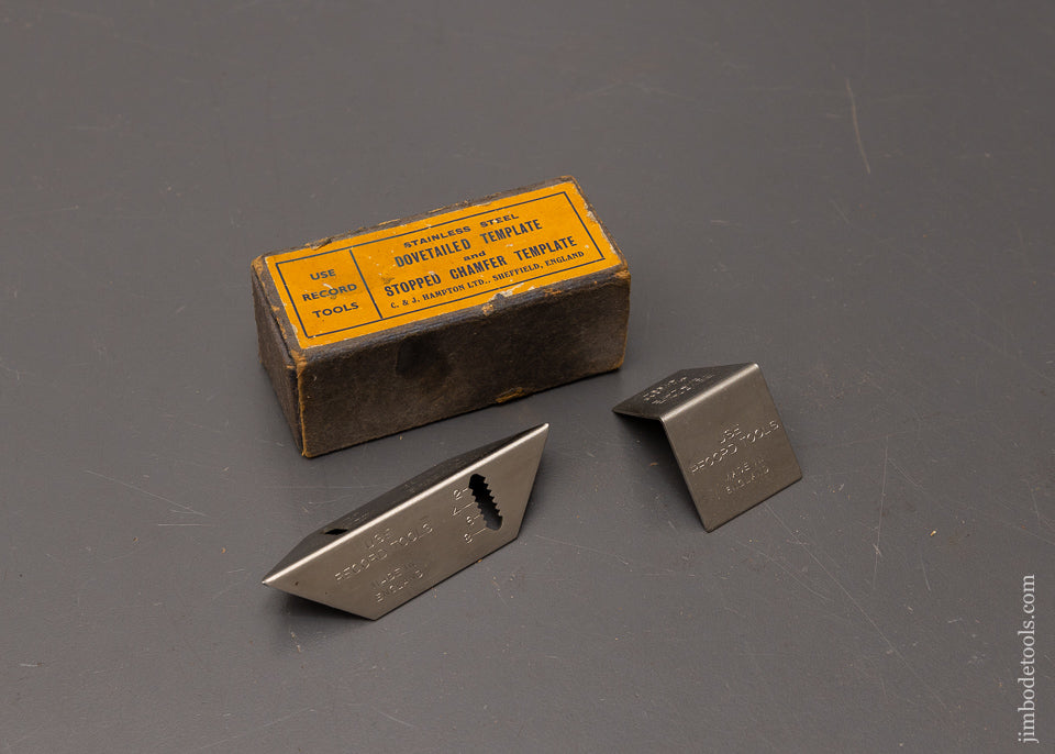 RECORD Dovetailed and Stopped Chamfer Templates Mint in Box - 104763