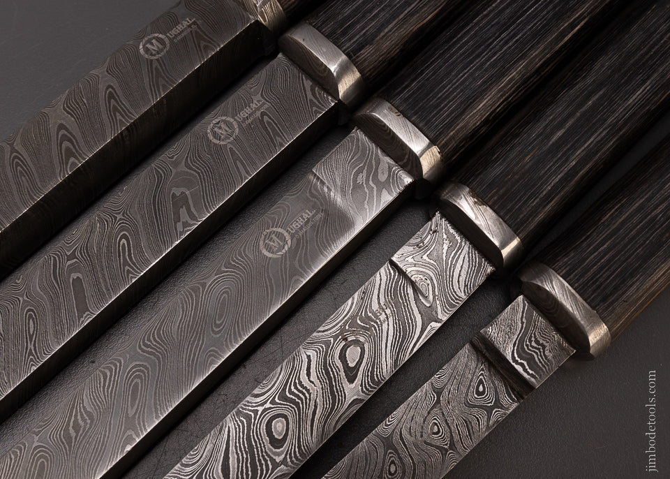 Fantastic Set of 5 Damascus Steel Pig Sticker Mortise Chisels — 106263