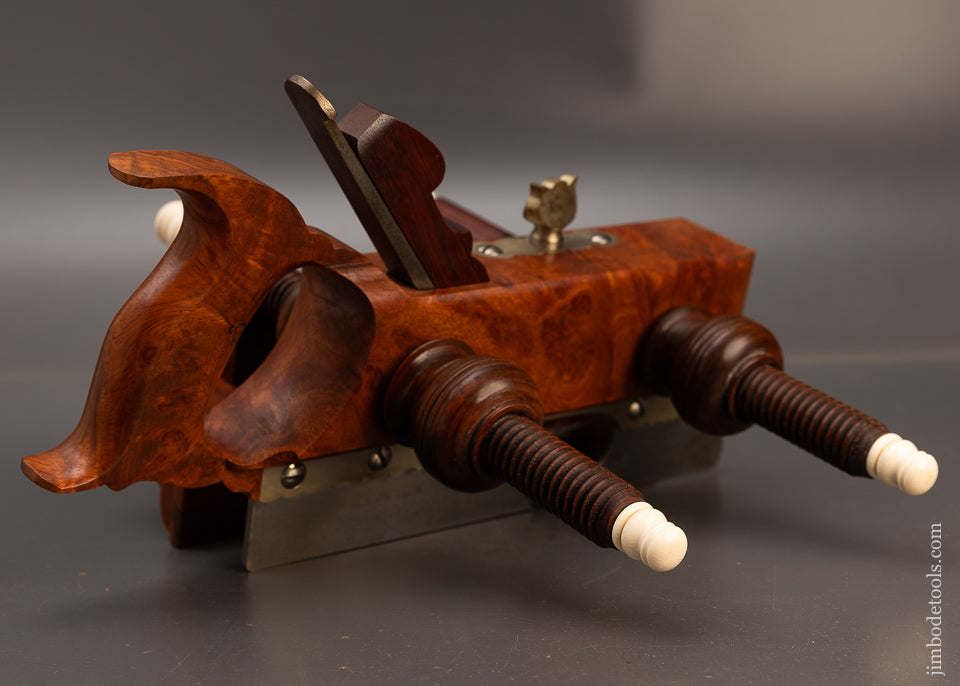 Remarkable Amboyna Burl & German Silver Screw Arm Plow Plane by JAMES LEAMY - 106462