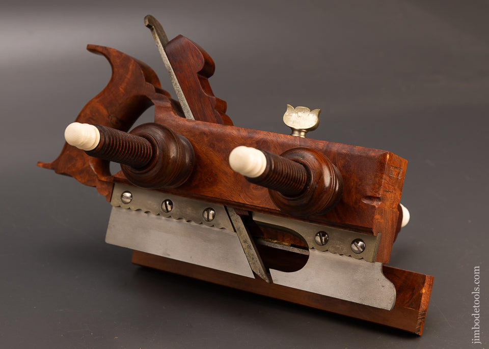 Remarkable Amboyna Burl & German Silver Screw Arm Plow Plane by JAMES LEAMY - 106462
