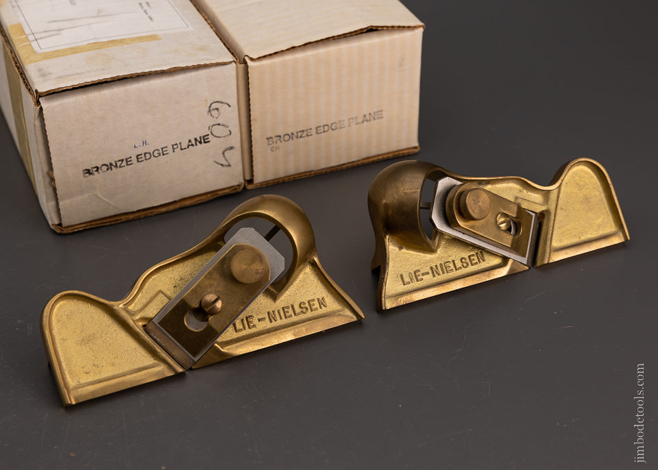 Long-Discontinued LIE NIELSEN No. 95 Right & Left Hand Edge Planes in Bronze Mint in Box - 106516