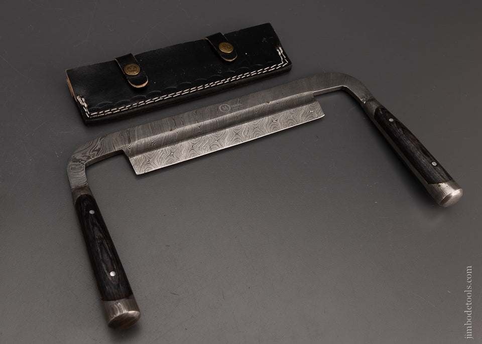 Damascus PERFECT HANDLE Draw Knife with Zircon Handle & Sheath - 106554