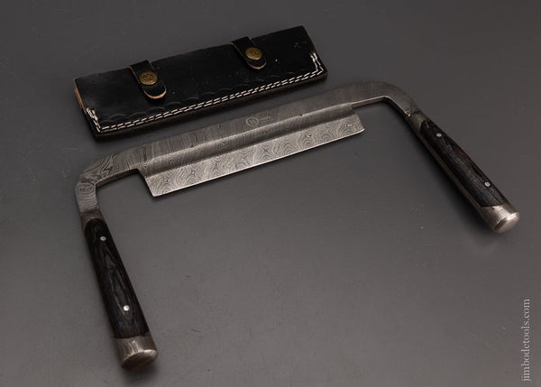 Damascus PERFECT HANDLE Draw Knife with Zircon Handle & Sheath - 106554