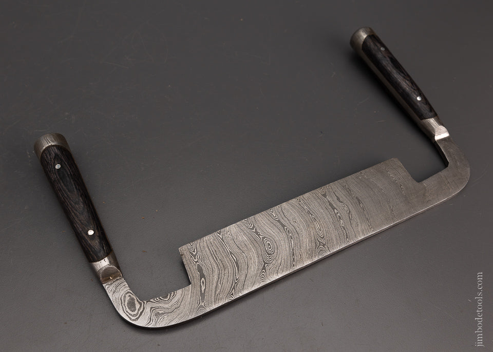 Damascus PERFECT HANDLE Draw Knife with Zircon Handle & Sheath - 106554