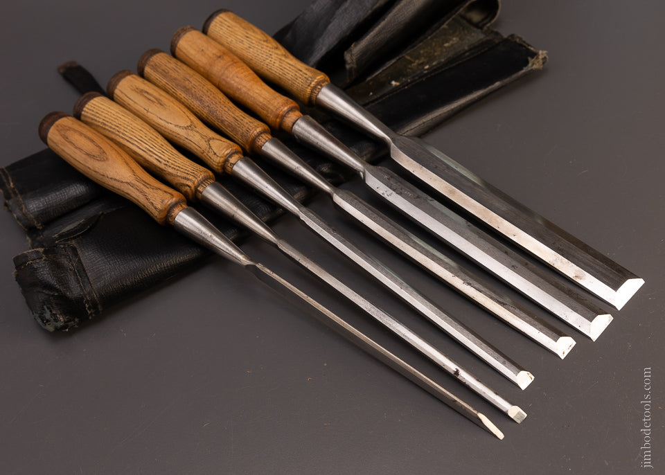 Extra Fine Set of 6 JAMES SWAN Bevel Edge Chisels - 107517