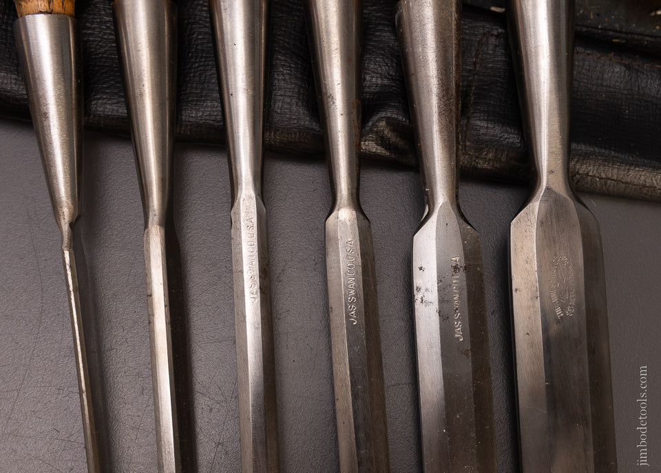 Extra Fine Set of 6 JAMES SWAN Bevel Edge Chisels - 107517