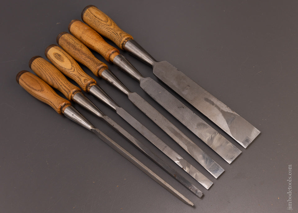 Extra Fine Set of 6 JAMES SWAN Bevel Edge Chisels - 107517