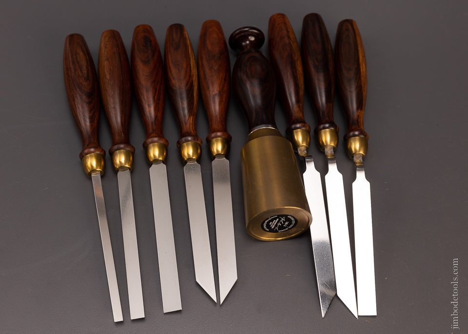 BRIDGE CITY TOOL WORKS CT-13 Nine Piece Chisel Set in Original Walnut Presentation Box - EXCELSIOR 107824