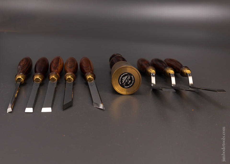 BRIDGE CITY TOOL WORKS CT-13 Nine Piece Chisel Set in Original Walnut Presentation Box - EXCELSIOR 107824