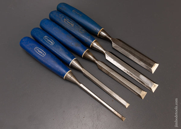 Fine Set of 5 MARPLES BLUE CHIP Bevel Edge Chisels - 108736