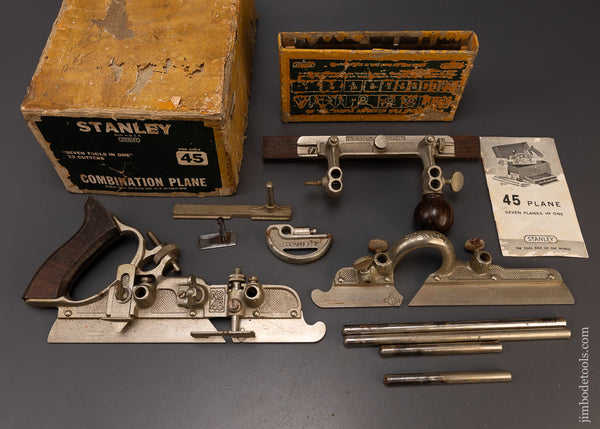 100% Complete STANLEY No. 45 Combination Plow Plane in Box - 109012