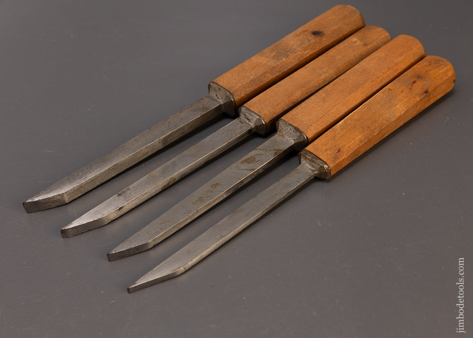 Remarkable New Old Stock Set of 4 Pig Sticker Mortise Chisels by SPEAR & JACKSON - 109995