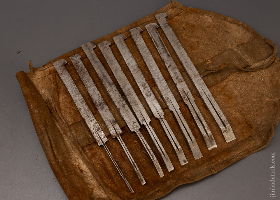 Fine Complete Set of 8 Plow Plane Irons by A. HILDICK - 110469