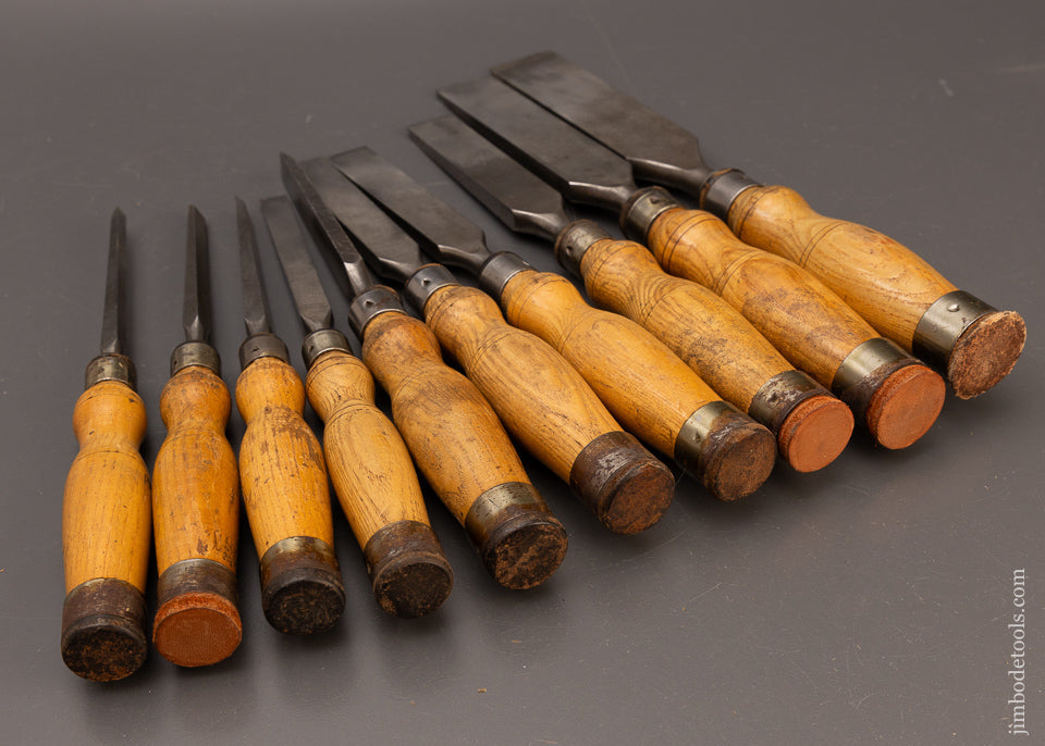 Remarkable Set of 10 MARPLES Mortise Chisels - 110509