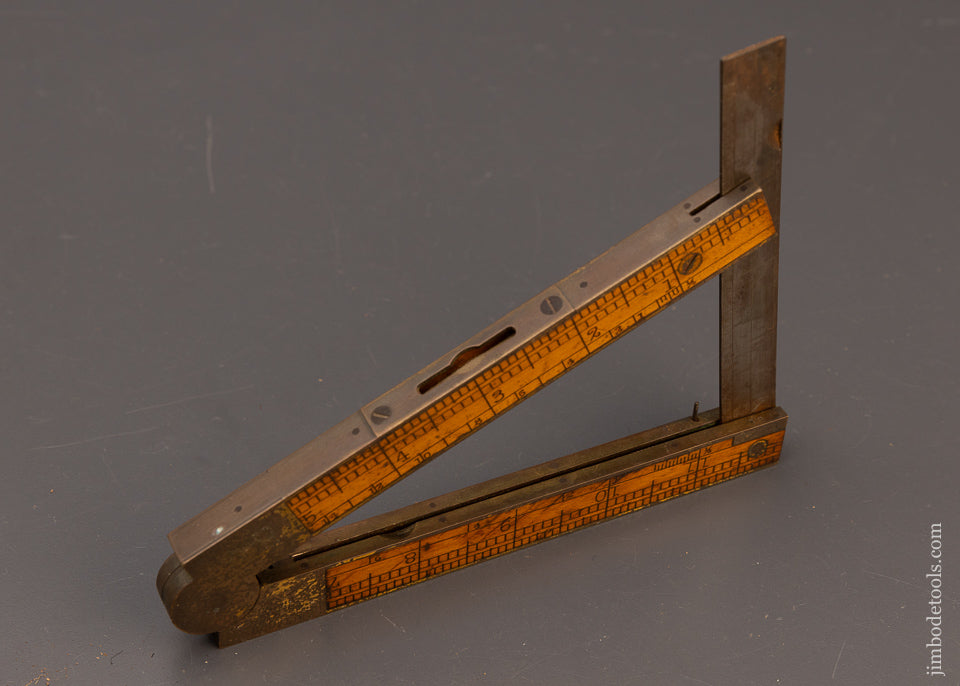 Crisp Extra Fine CHAPIN STEPHENS CO. Combination Tool Boxwood Rule, Level, Bevel, Inclinometer - 110761