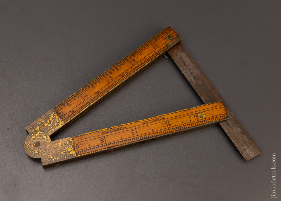 Crisp Extra Fine CHAPIN STEPHENS CO. Combination Tool Boxwood Rule, Level, Bevel, Inclinometer - 110761