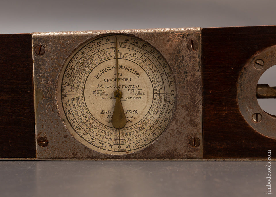 Crisp Clean EDWARD HELB PATENT Inclinometer Level - 111059